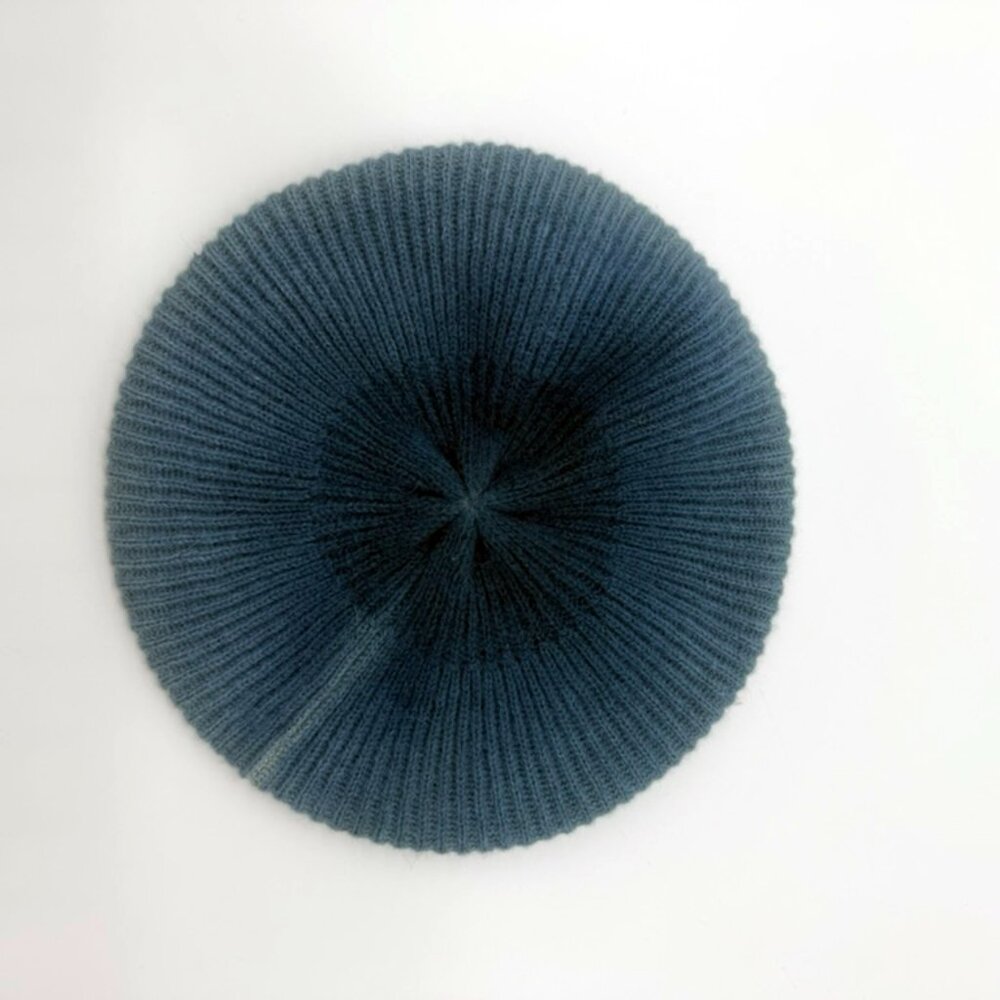 Blue Ombre Beret Knit Hat